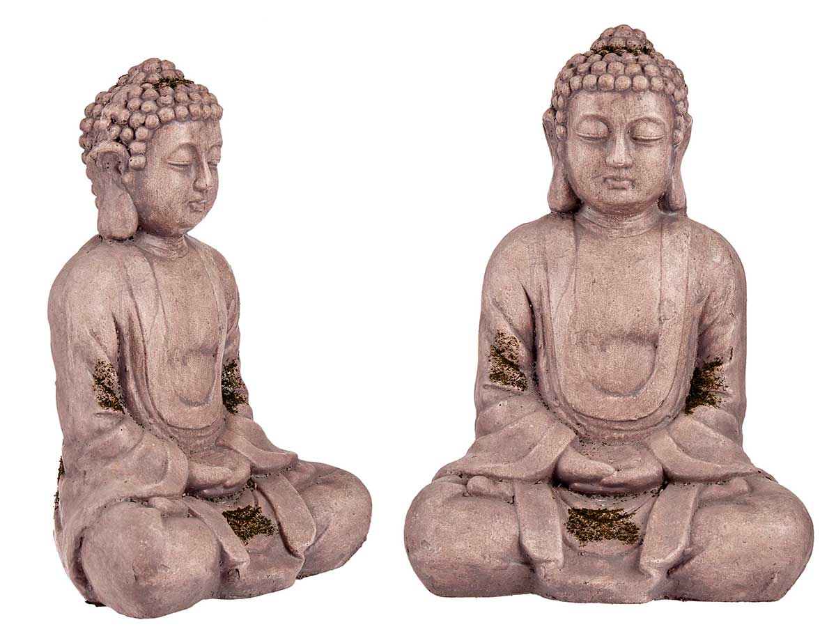 buddha in poliresina mani unite piccolo grigio