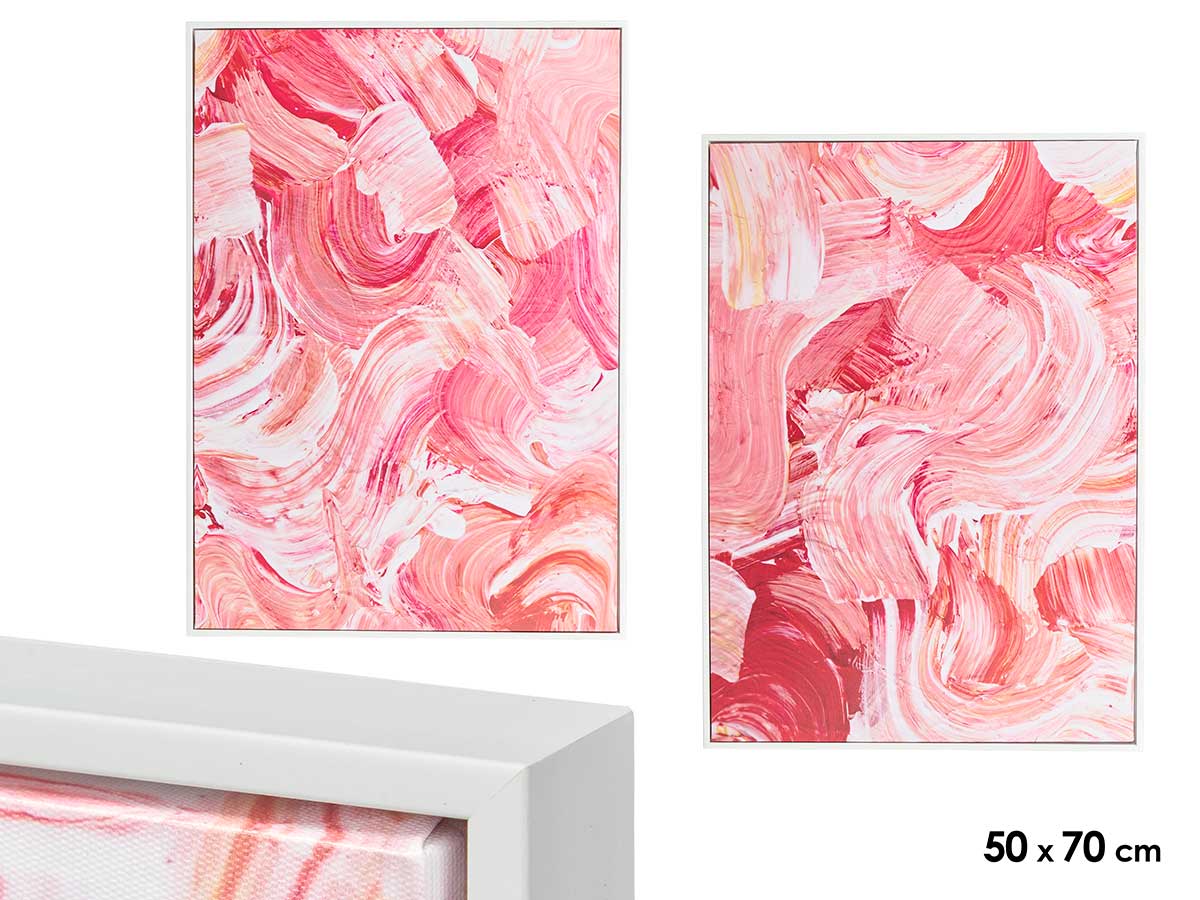 quadro su tela con cornice bianca acque rosse 50x7