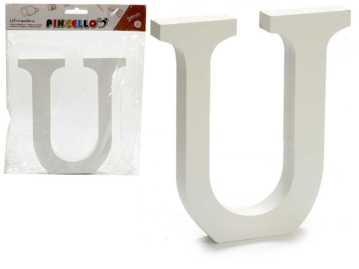 lettera u legno bianco 1,8x15cm