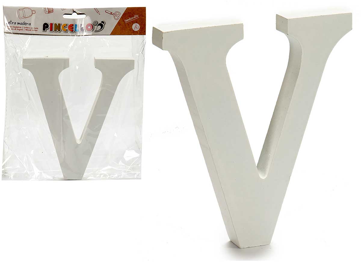 lettera v legno bianco 1,8x15cm