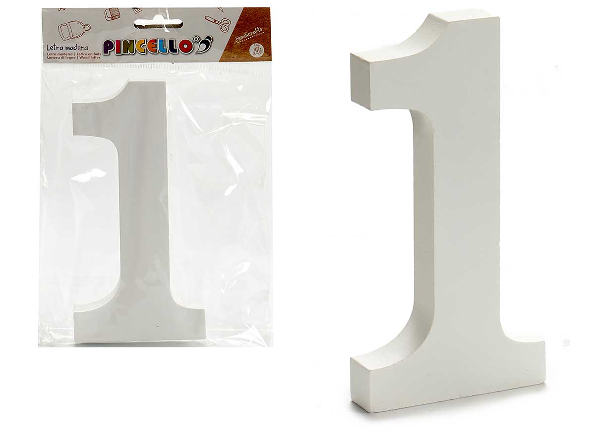 numero 1 legno bianco 1,8x15cm