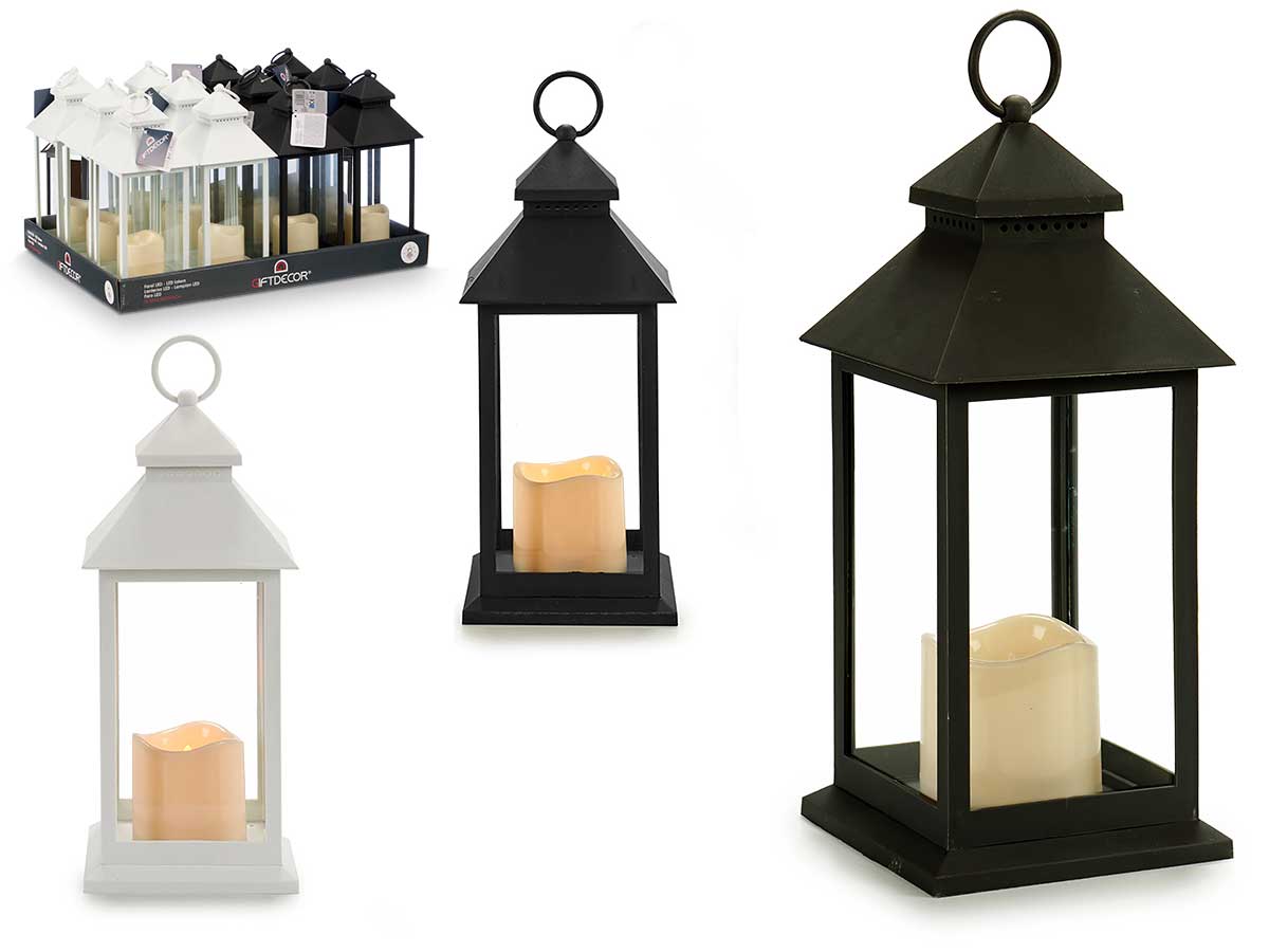 lanterna a candela a led in plastica grande, color