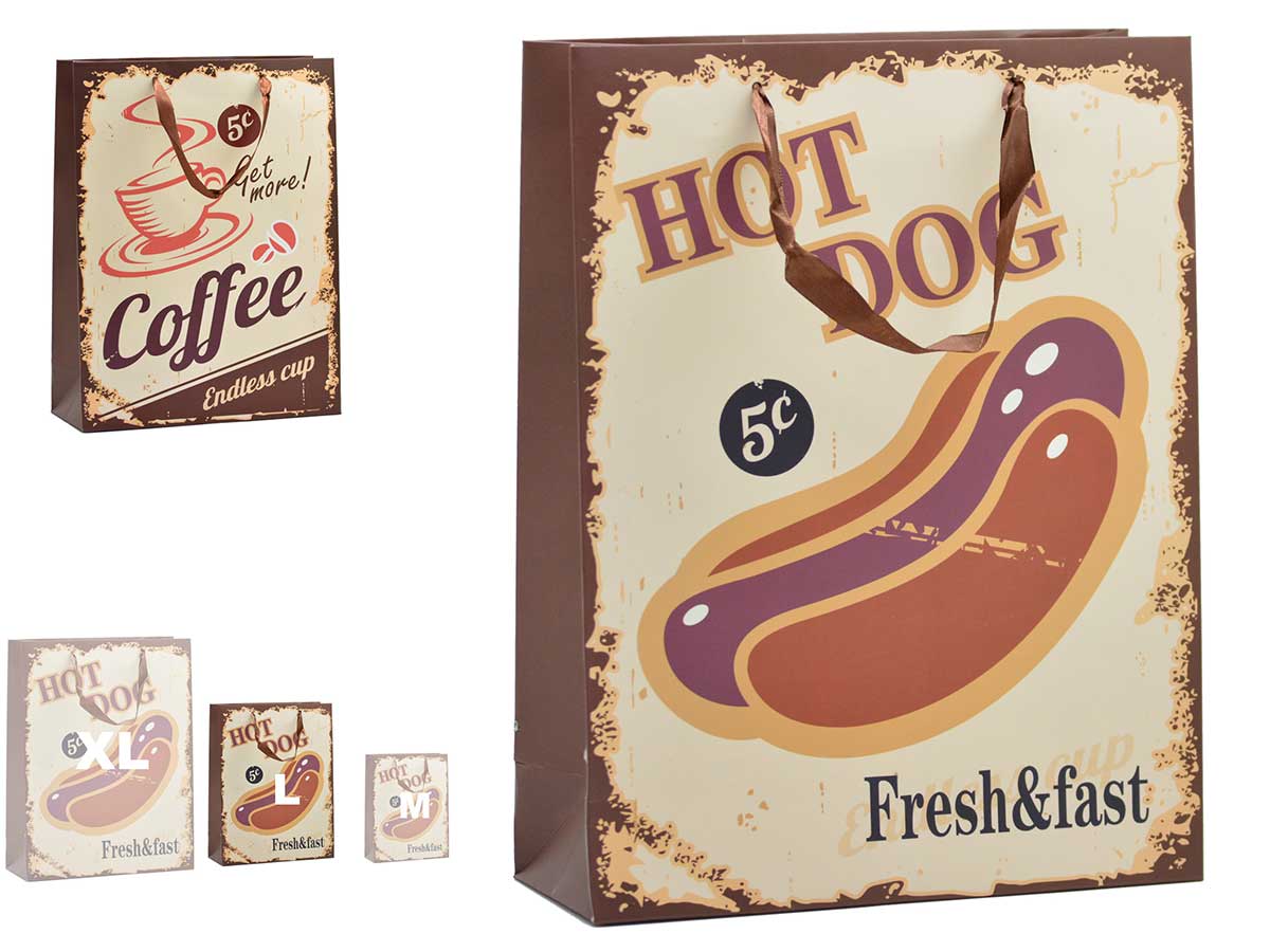 borsa regalo hotdog & caffè med, 2 volte assor