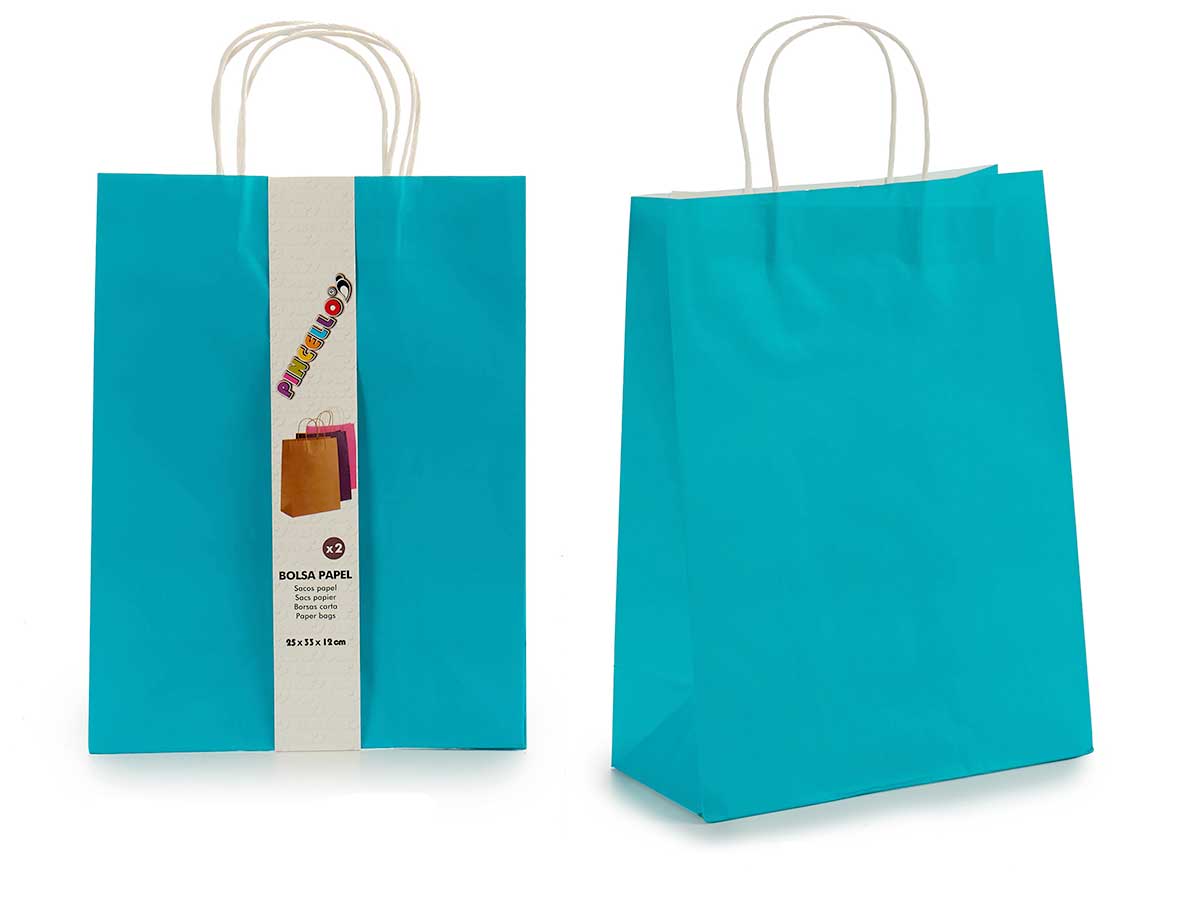 set di 2 sacchetti di carta blu grandi