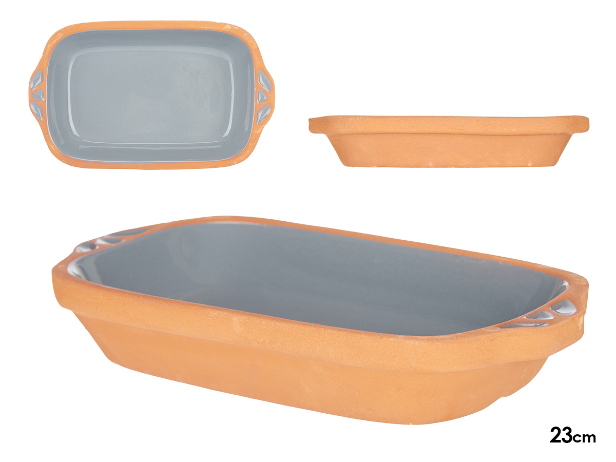 casseruola rettangolare in terracotta manici 23cm