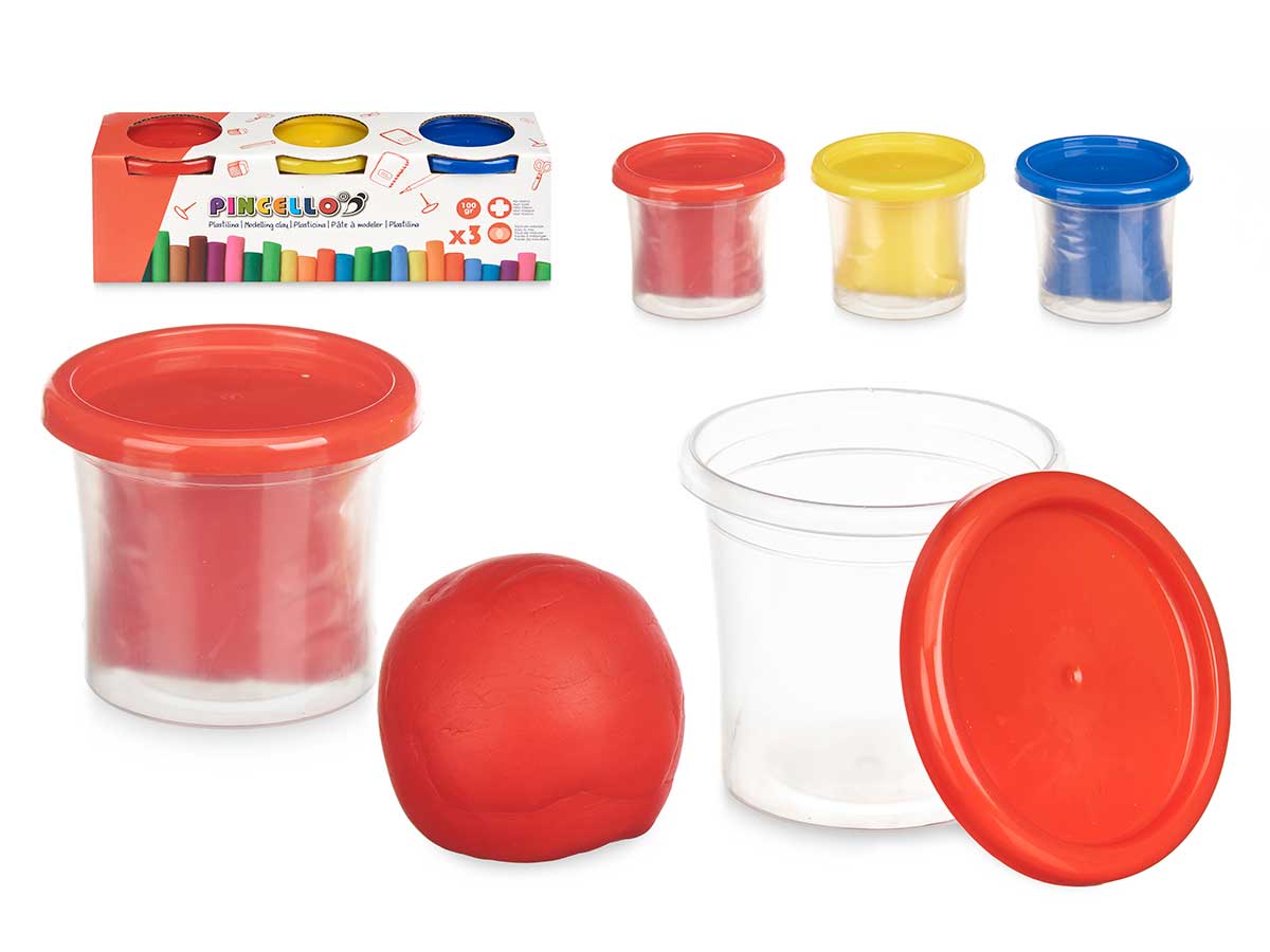 set 3 plastilina 100 grammi
