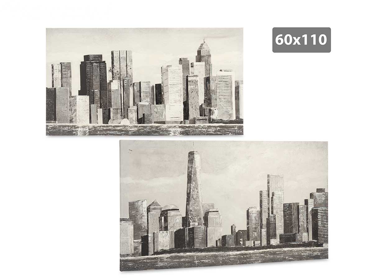 tela dipinta city bianco nero 60x110cm, 2 vicini