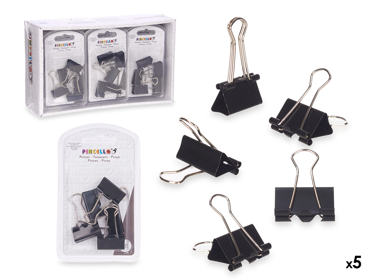 set 5 fermagli a clip nero medio