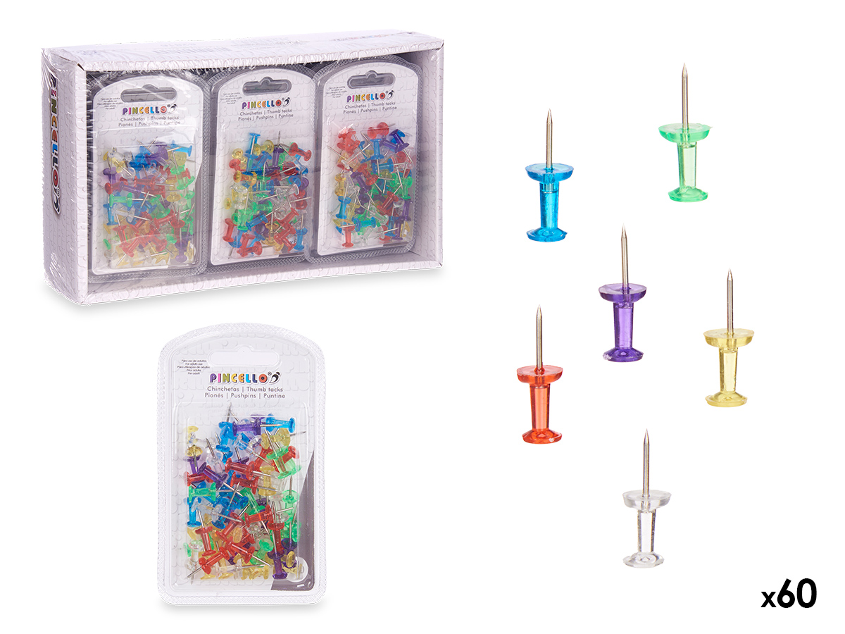 set 60 pin colore trasparente