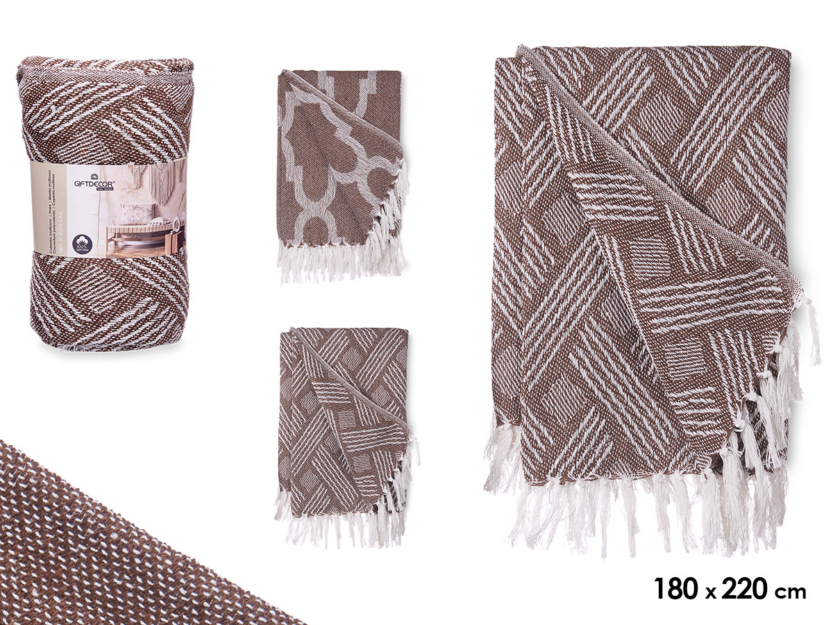 jacquard multiuso marrone 180 x 220 cm, 2 volte su