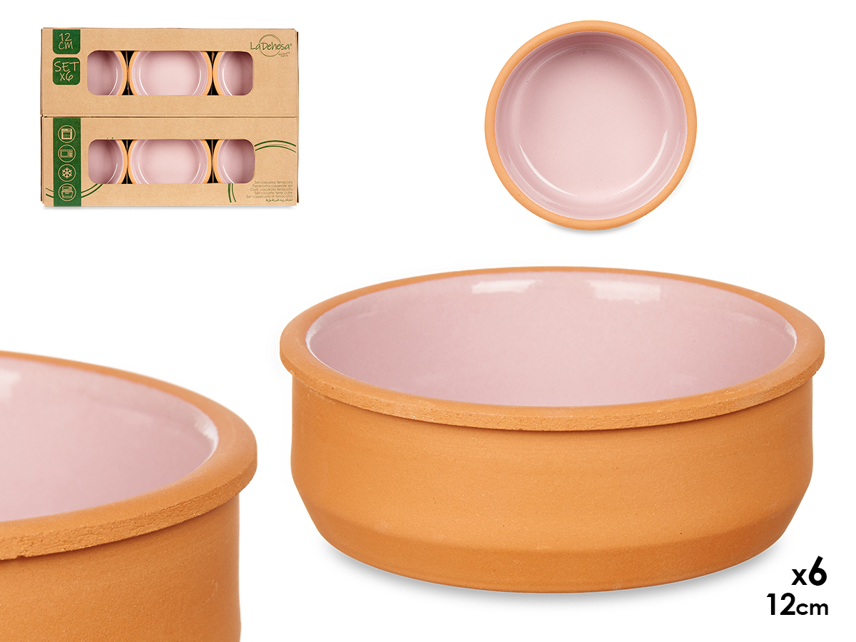 set 6 vasi di terracotta 12 cm colore rosa