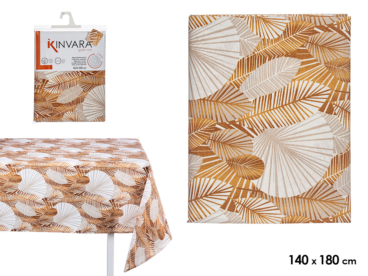 tovaglia in tela antimacchia 140x180cm foglie oro