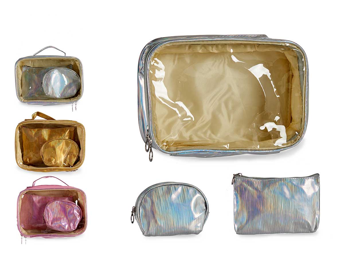 set 3 beauty case in plastica assortito 3 colori