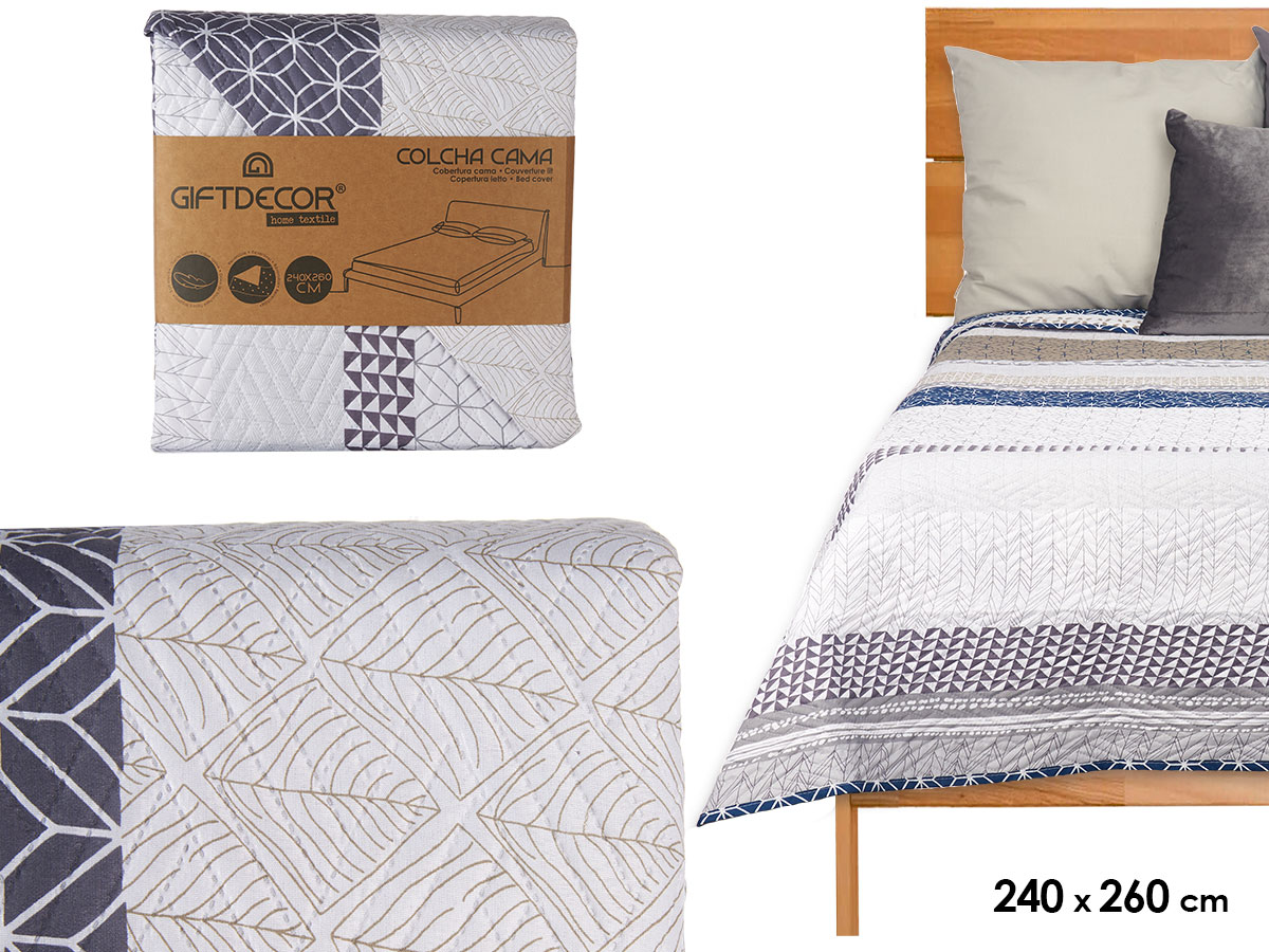 Copriletto letto reversibile 240x260 esagoni