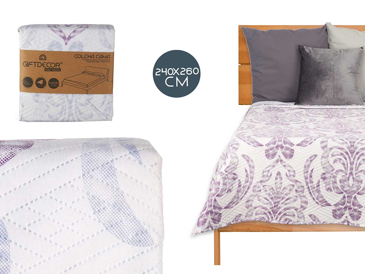 Copriletto letto reversibile 240x260 damascato