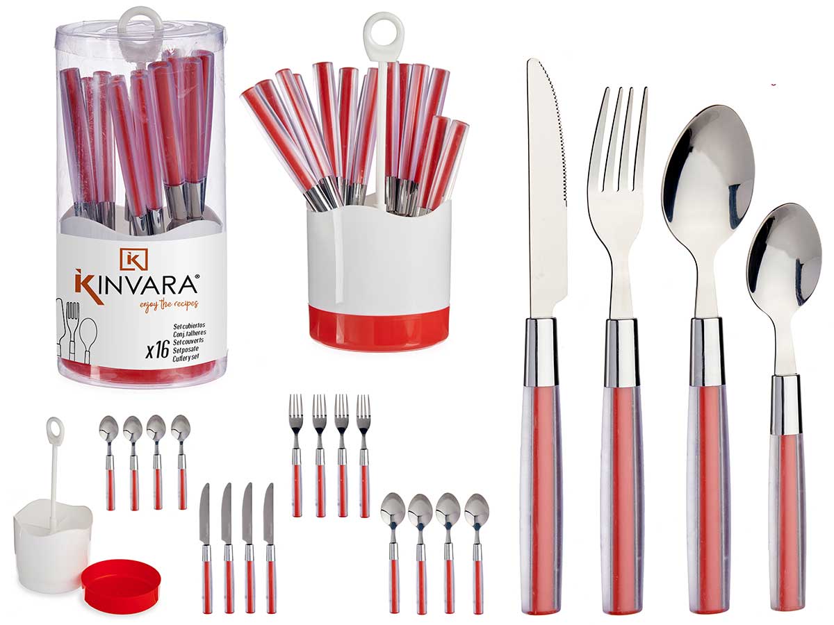 set di 16 posate manico in acciaio inox ps r