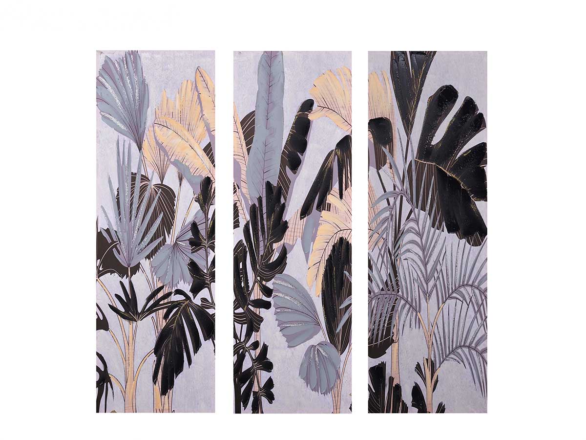 pittura palma nera olio su tela, 3 volte assortito